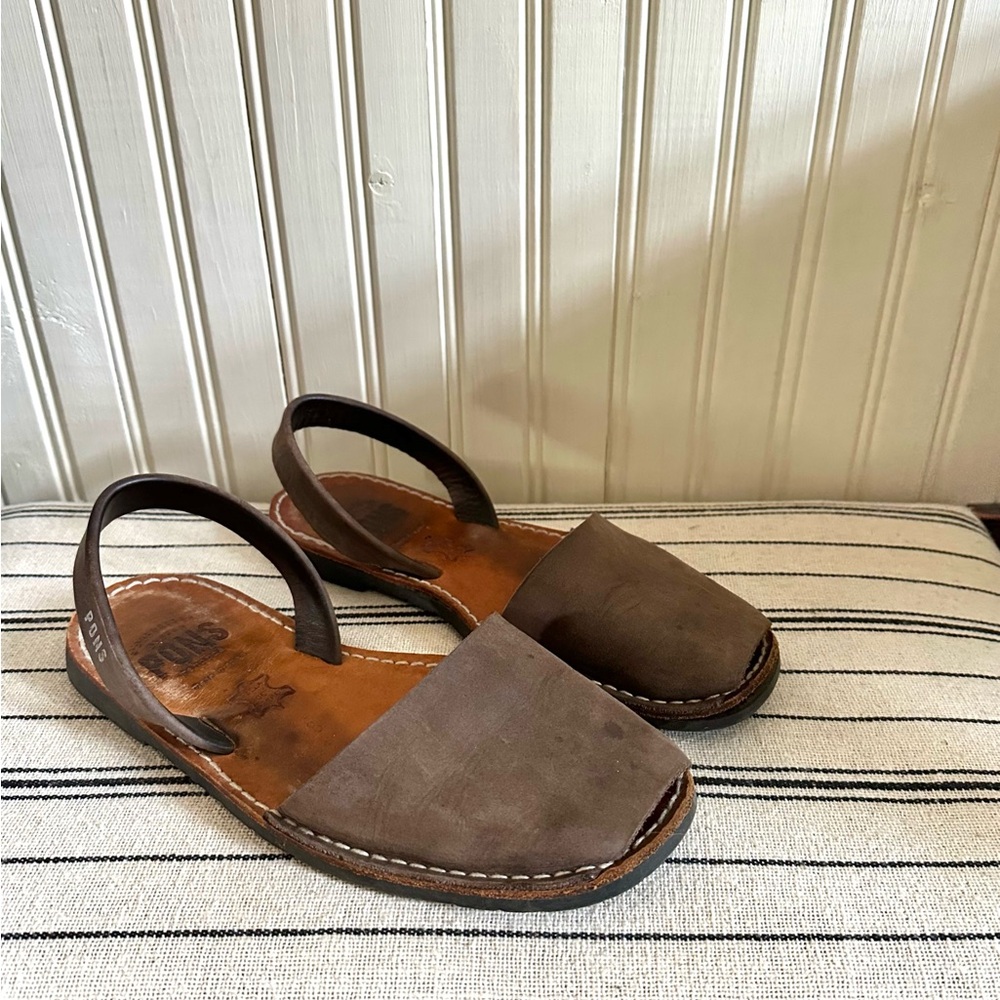 PONS Avarcas Leather Slingback Flats, Lava 8/38 - Picture 3 of 5